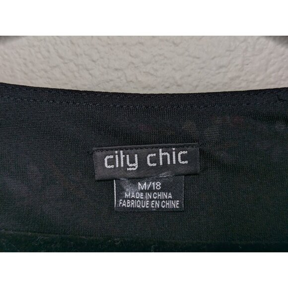 CITY CHIC Dress Size 18 Black Floral Sundress Knee Length Boho Summer Wedding C6 - Picture 10 of 16